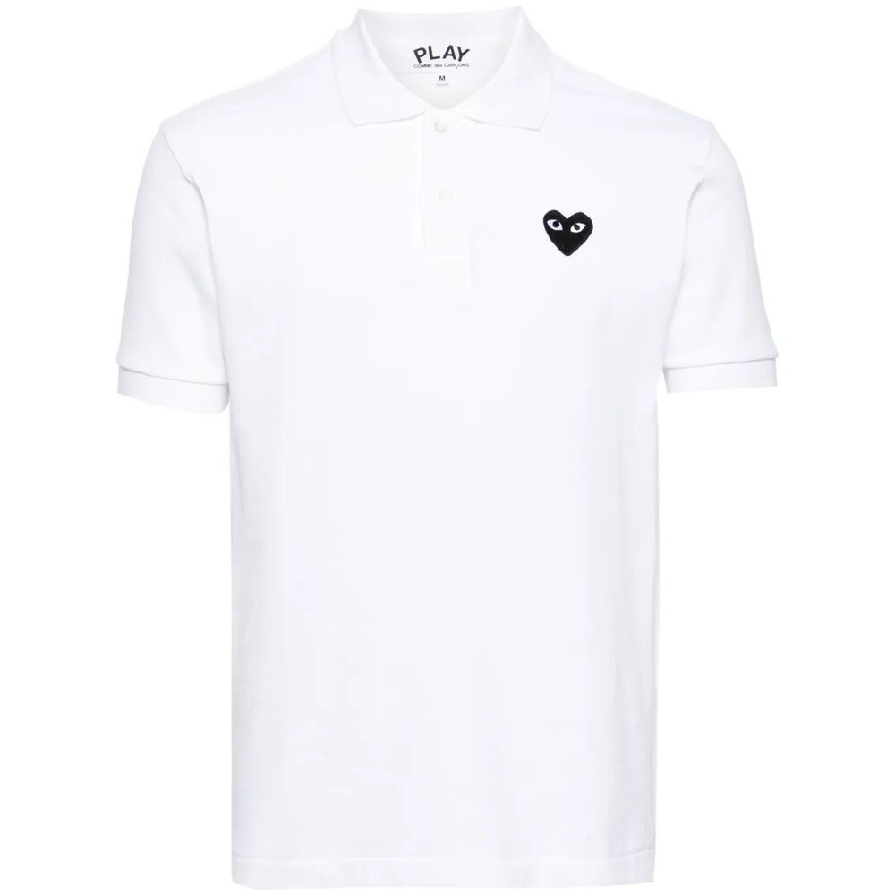 COMME DES GARCONS PLAY CDG PLAY BLACK EMBLEM POLO WHITE T-SHIRT